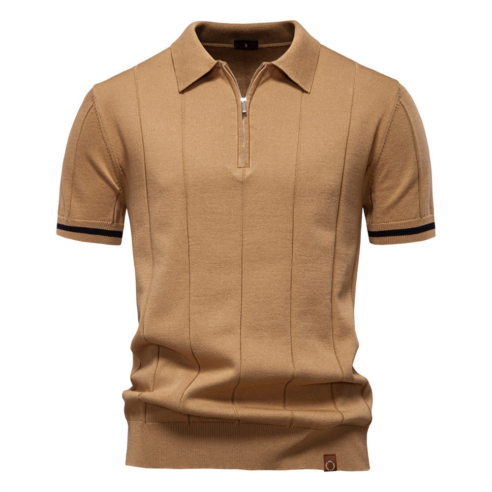 Men's Business Casual Knit Polo Shirt - 2025 Summer Loose-Fit Short Sleeve Top | PSD8037