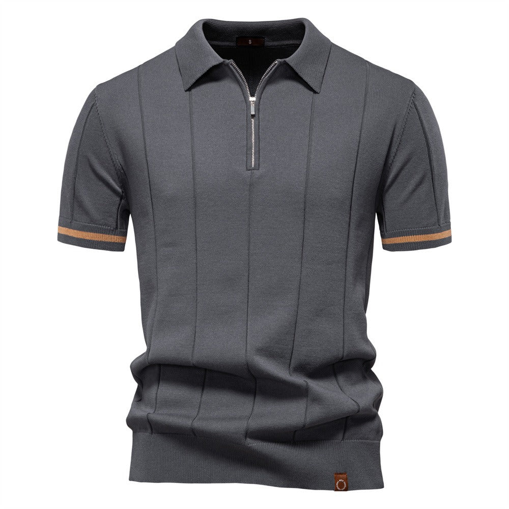 Men's Business Casual Knit Polo Shirt - 2025 Summer Loose-Fit Short Sleeve Top | PSD8037