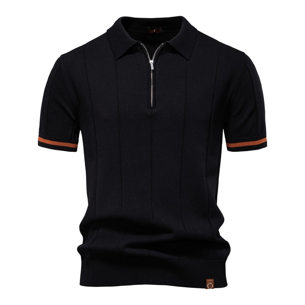 Men's Business Casual Knit Polo Shirt - 2025 Summer Loose-Fit Short Sleeve Top | PSD8037