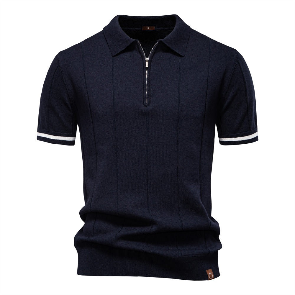 Men's Business Casual Knit Polo Shirt - 2025 Summer Loose-Fit Short Sleeve Top | PSD8037