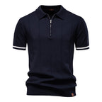 Men's Business Casual Knit Polo Shirt - 2025 Summer Loose-Fit Short Sleeve Top | PSD8037