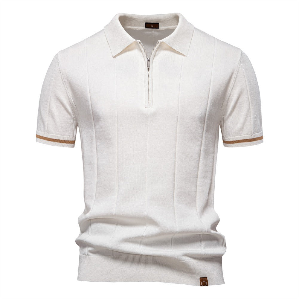 Men's Business Casual Knit Polo Shirt - 2025 Summer Loose-Fit Short Sleeve Top | PSD8037