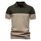 Men's Two-Tone Knit Polo Shirt - 2025 Summer Slim-Fit Business Casual Top | PSD8041