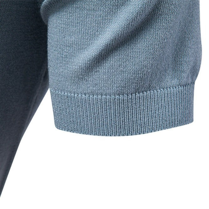 Men's Two-Tone Knit Polo Shirt - 2025 Summer Slim-Fit Business Casual Top | PSD8041