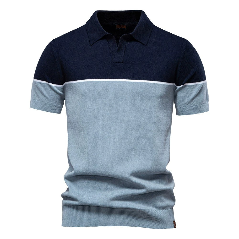 Men's Two-Tone Knit Polo Shirt - 2025 Summer Slim-Fit Business Casual Top | PSD8041