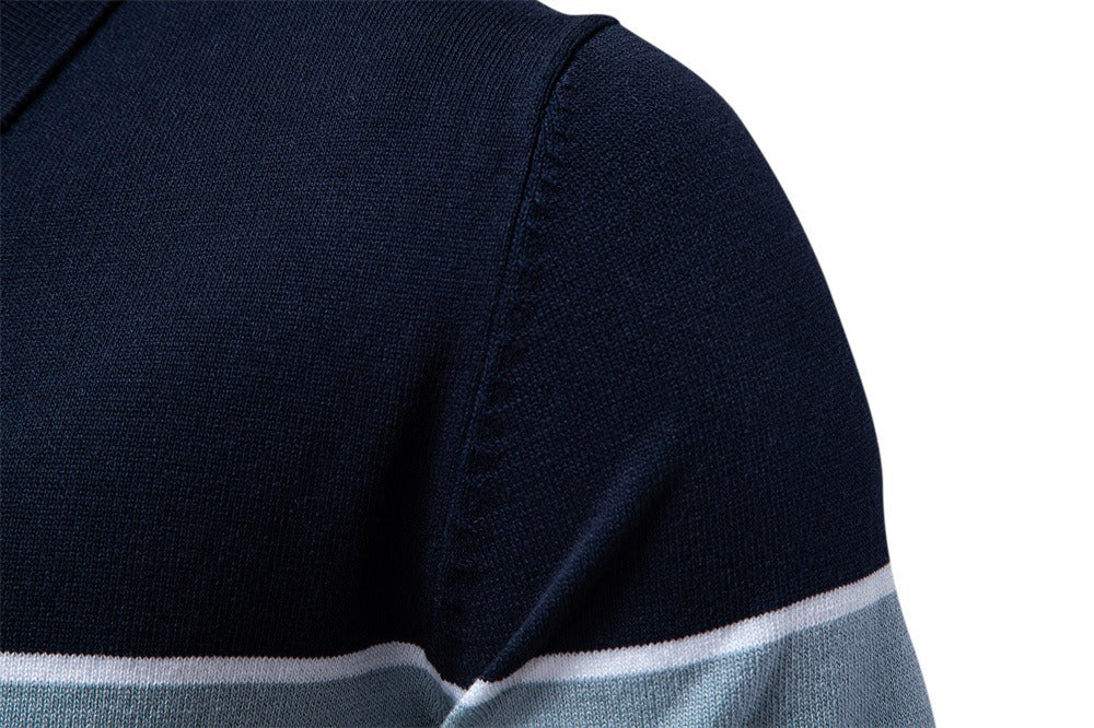 Men's Two-Tone Knit Polo Shirt - 2025 Summer Slim-Fit Business Casual Top | PSD8041