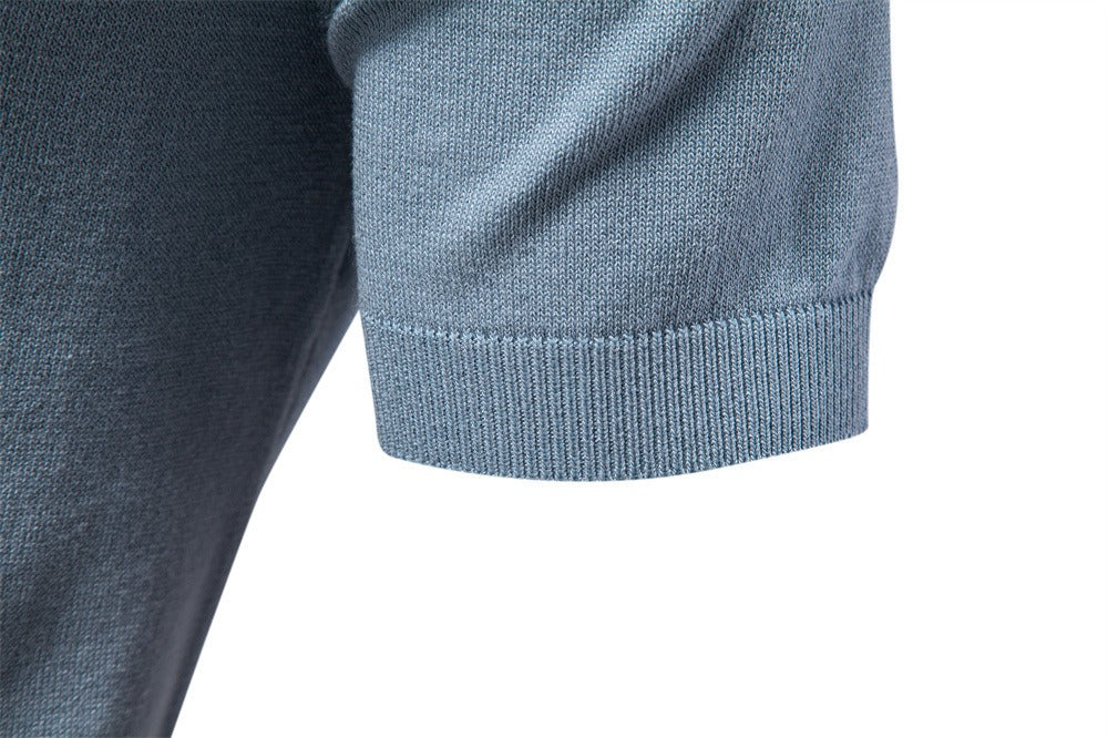 Men's Two-Tone Knit Polo Shirt - 2025 Summer Slim-Fit Business Casual Top | PSD8041
