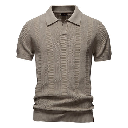 Men's Stripe Knit Polo Shirt with Mesh Panels - 2025 Summer Slim-Fit Streetwear Top | PSD8042