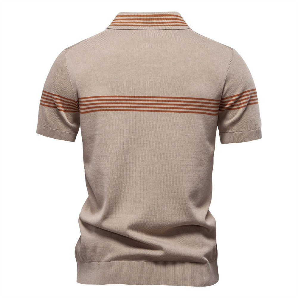 Men's Slim-Fit Stripe Knit Polo Shirt - 2025 Summer Business Casual Top | PSD8047