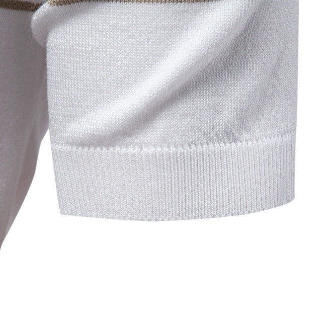 Men's Slim-Fit Stripe Knit Polo Shirt - 2025 Summer Business Casual Top | PSD8047