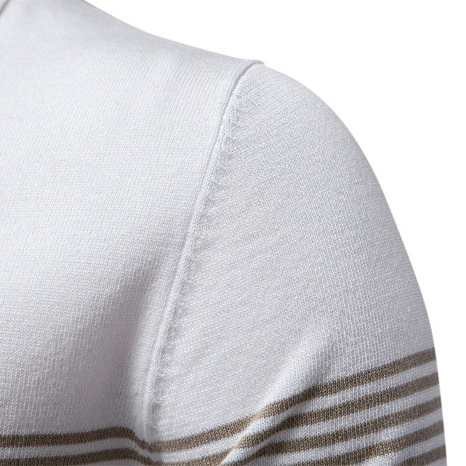 Men's Slim-Fit Stripe Knit Polo Shirt - 2025 Summer Business Casual Top | PSD8047