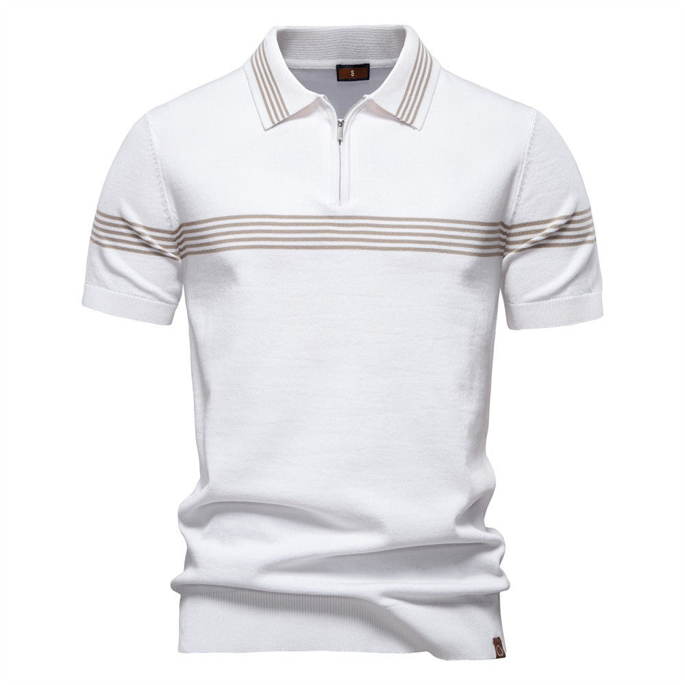 Men's Slim-Fit Stripe Knit Polo Shirt - 2025 Summer Business Casual Top | PSD8047