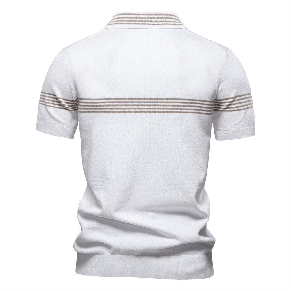 Men's Slim-Fit Stripe Knit Polo Shirt - 2025 Summer Business Casual Top | PSD8047