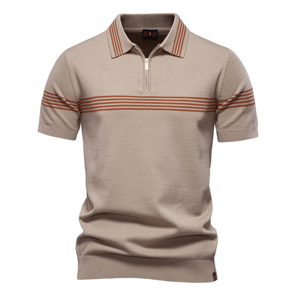Men's Slim-Fit Stripe Knit Polo Shirt - 2025 Summer Business Casual Top | PSD8047