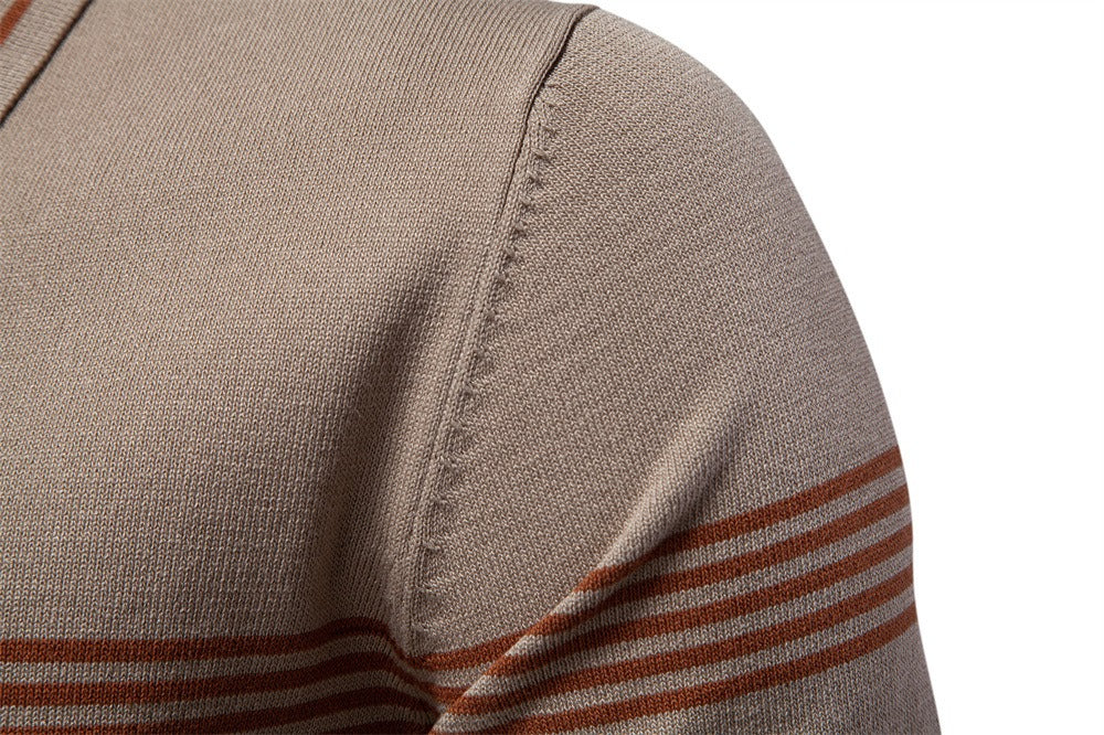 Men's Slim-Fit Stripe Knit Polo Shirt - 2025 Summer Business Casual Top | PSD8047