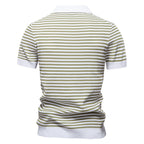 Men's Stripe Knit Polo Shirt with Seagull Collar - 2025 Summer Slim-Fit Business Casual Top | PSD8054