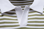 Men's Stripe Knit Polo Shirt with Seagull Collar - 2025 Summer Slim-Fit Business Casual Top | PSD8054