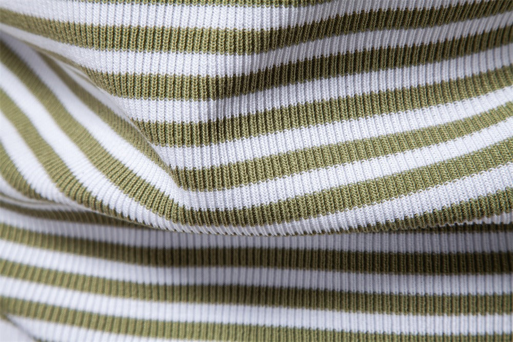 Men's Stripe Knit Polo Shirt with Seagull Collar - 2025 Summer Slim-Fit Business Casual Top | PSD8054