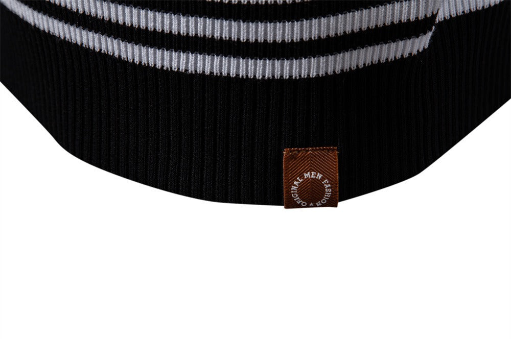 Men's Stripe Knit Polo Shirt with Seagull Collar - 2025 Summer Slim-Fit Business Casual Top | PSD8054