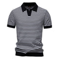 Men's Stripe Knit Polo Shirt with Seagull Collar - 2025 Summer Slim-Fit Business Casual Top | PSD8054