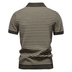 Men's Stripe Knit Polo Shirt with Seagull Collar - 2025 Summer Slim-Fit Business Casual Top | PSD8054