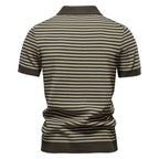 Men's Stripe Knit Polo Shirt with Seagull Collar - 2025 Summer Slim-Fit Business Casual Top | PSD8054