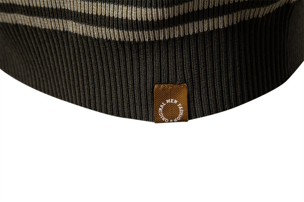 Men's Stripe Knit Polo Shirt with Seagull Collar - 2025 Summer Slim-Fit Business Casual Top | PSD8054