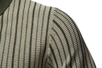Men's Stripe Knit Polo Shirt with Laser-Cut Detailing - 2025 Summer Slim-Fit Urban Top | PSD8058