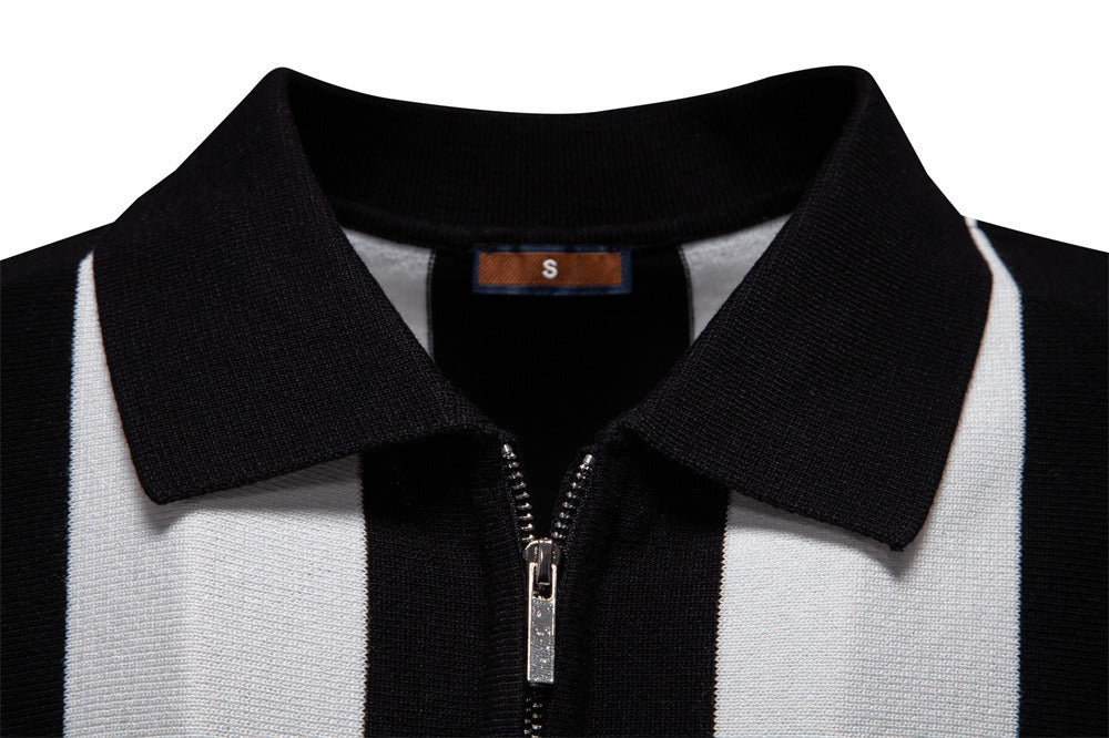 Summer Slim-Fit Stripe Polo Shirt for Men – 2025 Business Casual Knit Top | Breathable Short Sleeve Tee | PSD8060