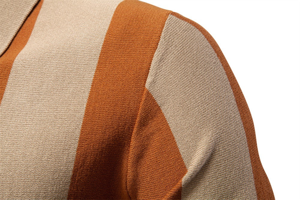 Summer Slim-Fit Stripe Polo Shirt for Men – 2025 Business Casual Knit Top | Breathable Short Sleeve Tee | PSD8060