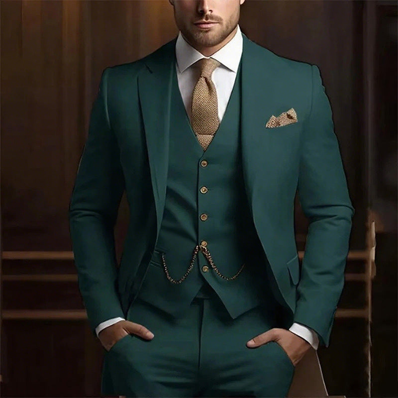 Premium 3-Piece Suit Set | Men’s Wedding & Banquet Suit with Vest | Tailored Fit Formal Wear in 20 Colors