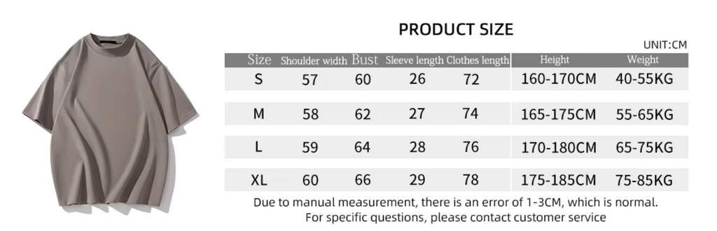 Men’s Heavyweight Cotton T-Shirt – Summer Casual Loose Fit, Solid Color Short Sleeve | BT1014