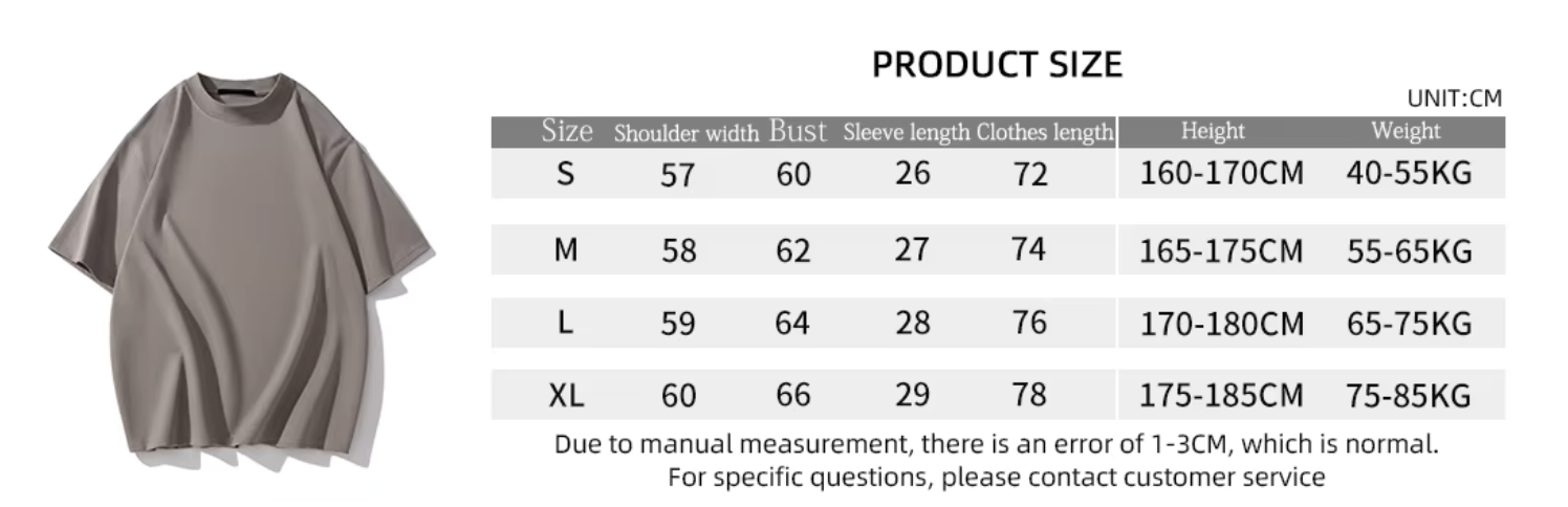 Men’s Heavyweight Cotton T-Shirt – Summer Casual Loose Fit, Solid Color Short Sleeve | BT1014