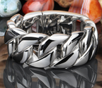 Men’s Thick Titanium Steel Bracelet Glossy & Domineering Fashion Jewelry Trendy Piece Bracelet | KB31778-D