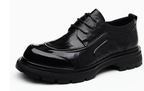 Men's Premium Full-Grain Leather Business Shoes | Thick Sole Oxfords with Breathable Pigskin Lining | Light Luxury Formal Footwear | 77027