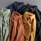 Vintage Workwear Double Pocket Shirt Retro Casual Classic Shirt Top for Men | V38