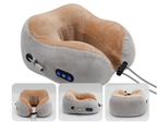 Electric Rechargeable Travel Pillow Relax Massager Heated Vibrating Soft Neck Massage