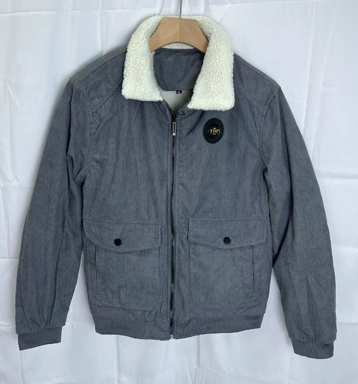 Men Plus Size Chenille Corduroy Coat Casual Single-Breasted Letterman Jacket | 212