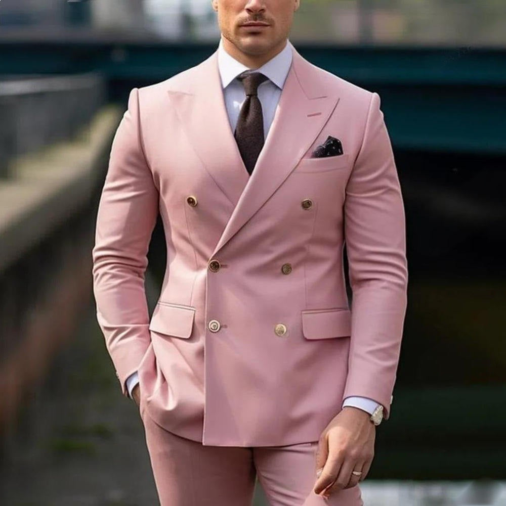 Men's Premium 2pcs Suits – Formal Wedding Groom Attire in Multiple Colors