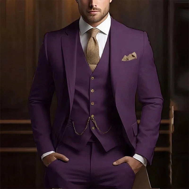 Premium 3-Piece Suit Set | Men’s Wedding & Banquet Suit with Vest | Tailored Fit Formal Wear in 20 Colors