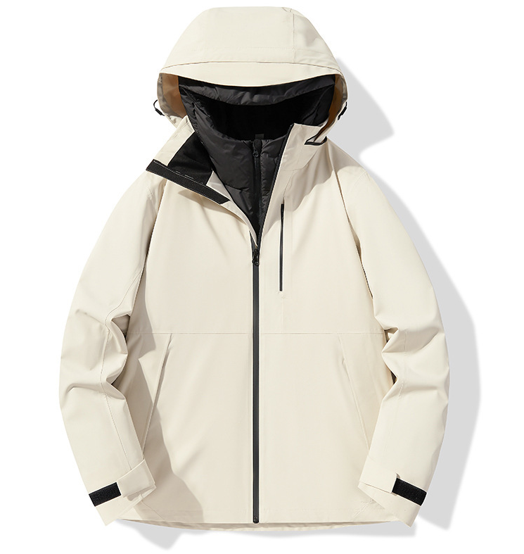 Men's Outdoor Jacket 90% Duck Down Filled Parka with Detachable Shell All-Season Waterproof Hiking Coat