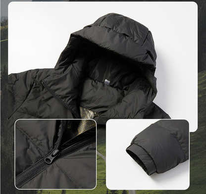 Men's Outdoor Jacket 90% Duck Down Filled Parka with Detachable Shell All-Season Waterproof Hiking Coat