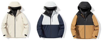 Men's Outdoor Jacket 90% Duck Down Filled Parka with Detachable Shell All-Season Waterproof Hiking Coat