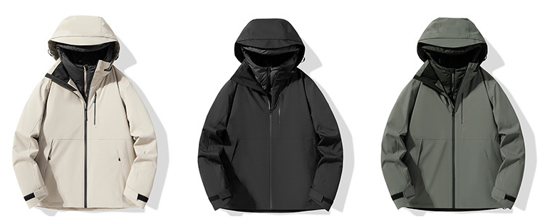 Men's Outdoor Jacket 90% Duck Down Filled Parka with Detachable Shell All-Season Waterproof Hiking Coat