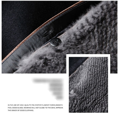 Benji Men's Wool Blend Overcoat with Detachable Rabbit Fur Lining | Winter Business Casual Topcoat for Men | Thick Mid-Length Wool Jacket| SDN682