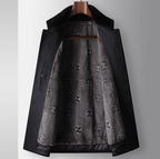 Benji Men's Wool Blend Overcoat with Detachable Rabbit Fur Lining | Winter Business Casual Topcoat for Men | Thick Mid-Length Wool Jacket| SDN682