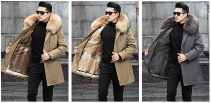 Snow Lotus Men's Mink Fur Parka | 2025 Winter Detachable Mink Lining Long Coat | Luxury Slim-Fit Fur-Trimmed Jacket | 215