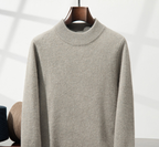 Men's Premium Cashmere Blend Sweater Chunky Knit Mock Neck Pullover Winter Warm Relaxed Fit Knitwear | JW-039