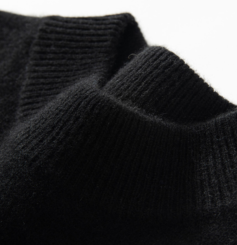 Men's Premium Cashmere Blend Sweater Chunky Knit Mock Neck Pullover Winter Warm Relaxed Fit Knitwear | JW-039
