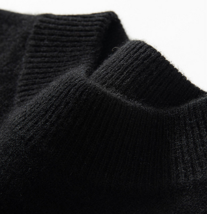 Men's Premium Cashmere Blend Sweater Chunky Knit Mock Neck Pullover Winter Warm Relaxed Fit Knitwear | JW-039